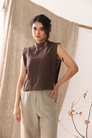 Cocoa Linen Blouse