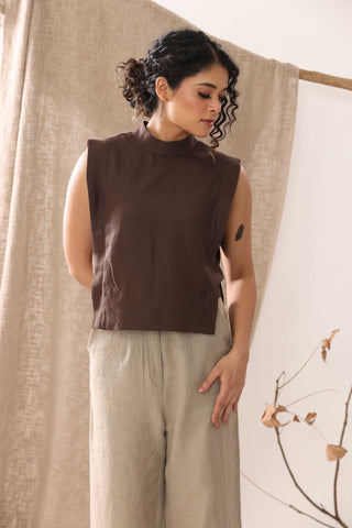 Cocoa Linen Blouse