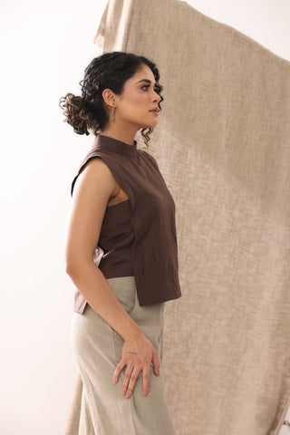 Cocoa Linen Blouse