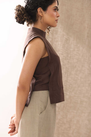 Cocoa Linen Blouse